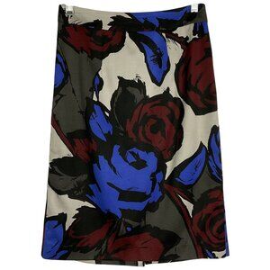 Trina Turk Floral Pencil Skirt, Silk & Cotton Blend, Lined, Women's US 2